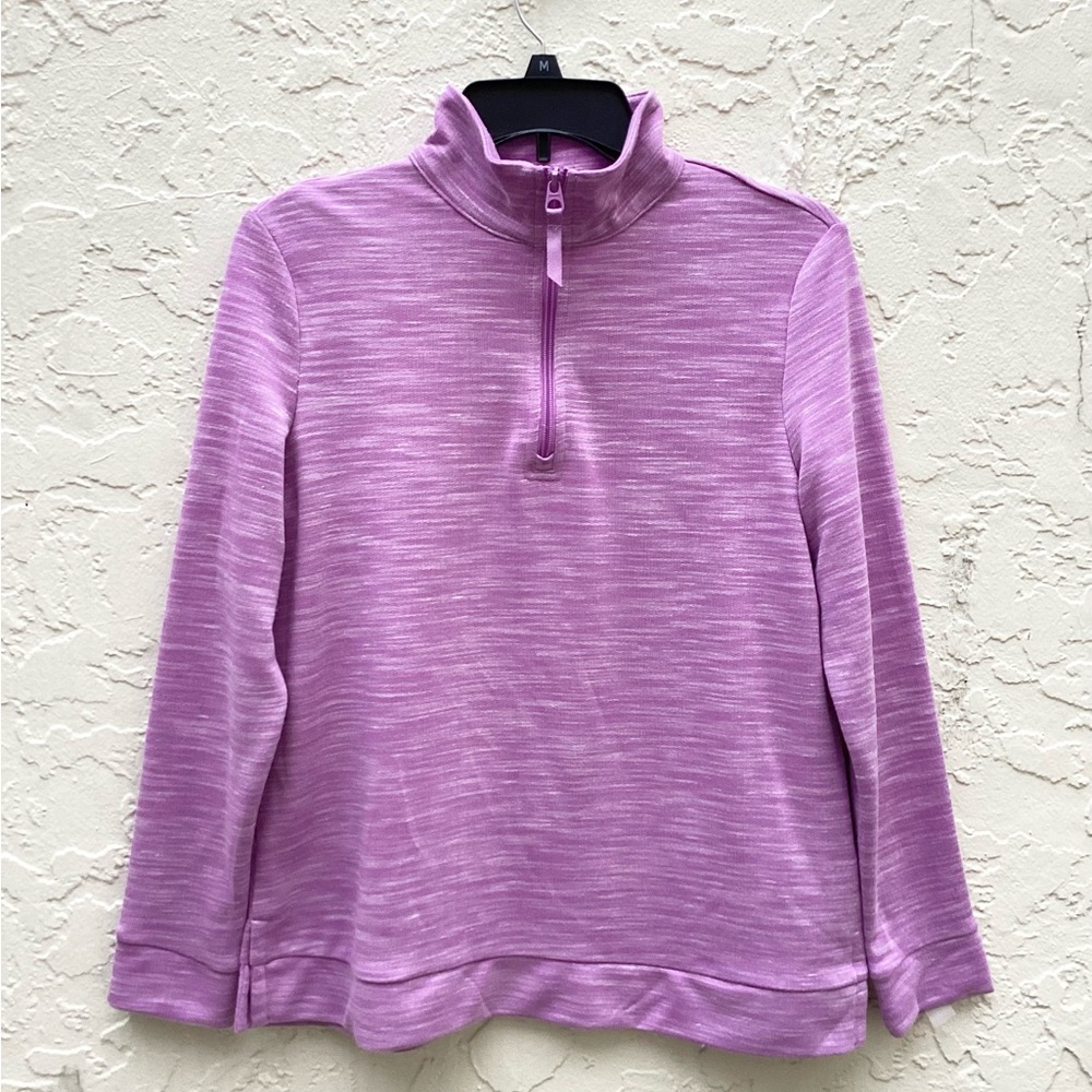 Croft & Barrow Top Zipper Turtleneck Pullover Purple Silver Stripes - Picture 4 of 16